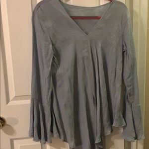 Blue top with bell sleeves